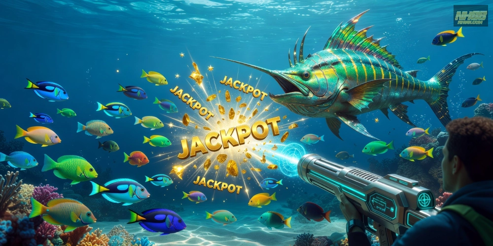 Hình minh họa trò chơi bắn cá nổ hũ nh88 với đồ họa sống động và jackpot hấp dẫn