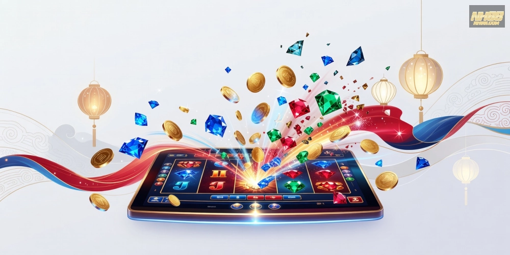 Hình minh họa khái niệm game nổ hũ với jackpot hấp dẫn trên nền tảng nh88 uy tín.