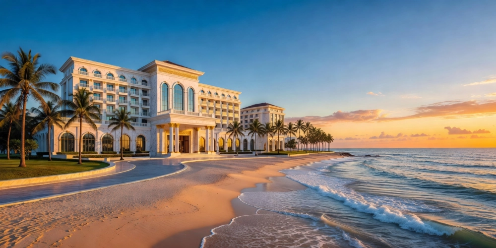 Minh họa khu nghỉ dưỡng casino cao cấp bên bờ biển Đà Nẵng với tiện ích giải trí đa dạng