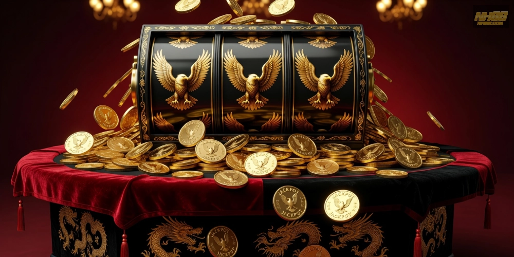 Hình ảnh slot Đại Bàng Vàng với biểu tượng jackpot vàng óng trên nh88.