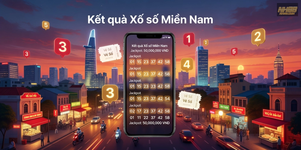Minh họa khái niệm xổ số miền nam nh88 với giao diện nền tảng hiện đại